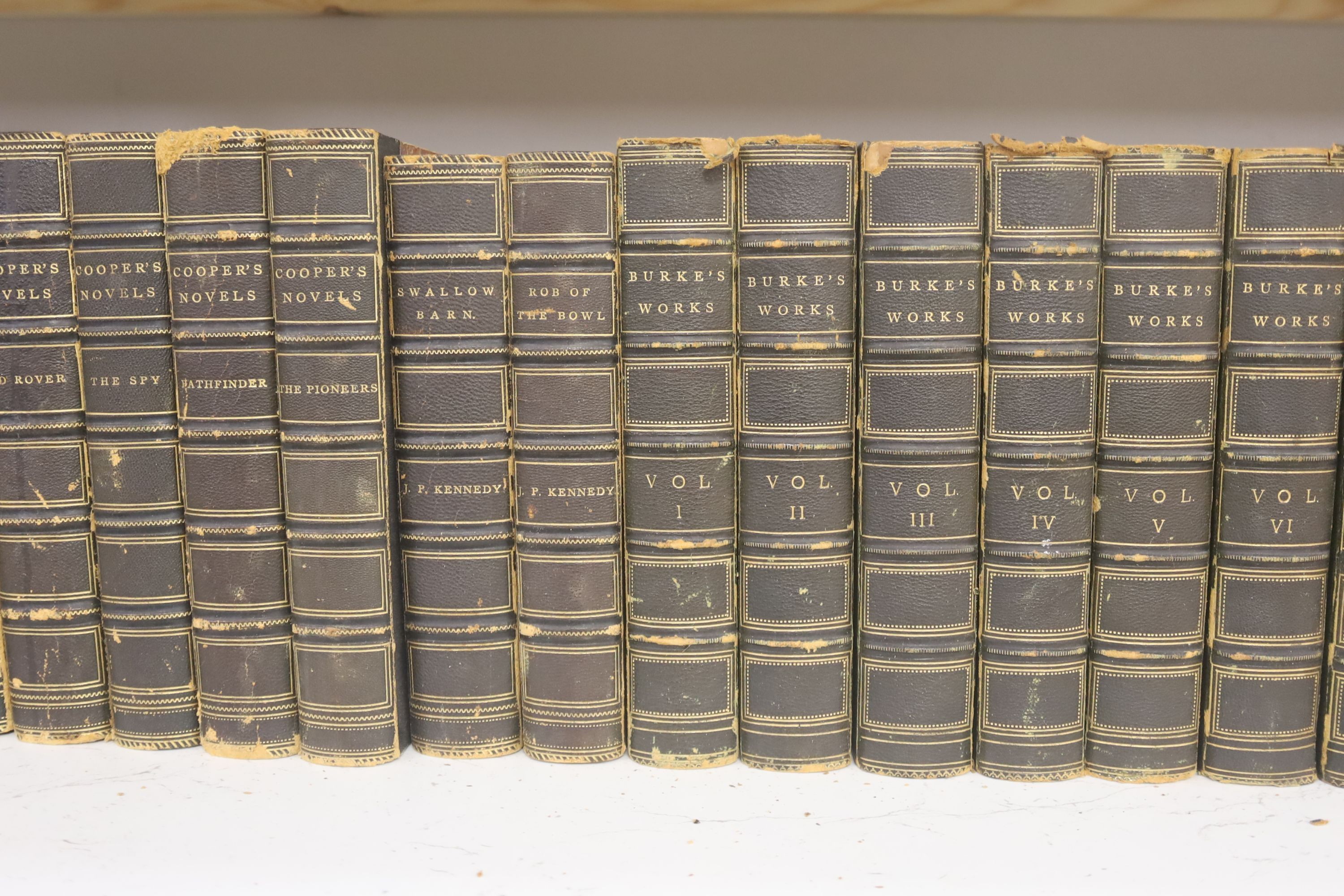 Burke - The Works - 12 vols, together with Cooper's Novels and other similarly bound vols (as bindings)